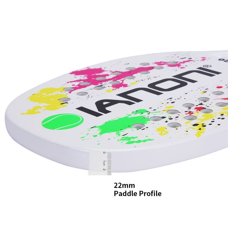 IANONI Beach Tennis Racket Carbon Paddle Fiber Grit Face with EVA Memory Foam Core Beach Tennis Raquet (White) - Image 5